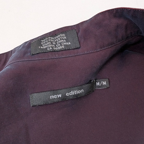 Irridescent Button Down Blouse Long Sleeve Loose Relaxed Fit Sheen Shiny - Picture 3 of 9